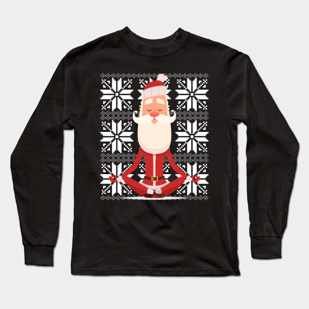 Yoga Santa meditating Ugly Christmas Sweater Design Long Sleeve T-Shirt by Blended Designs